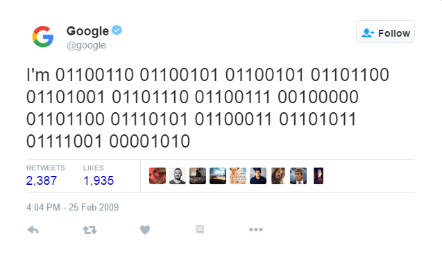 Google's First Tweet - About Google